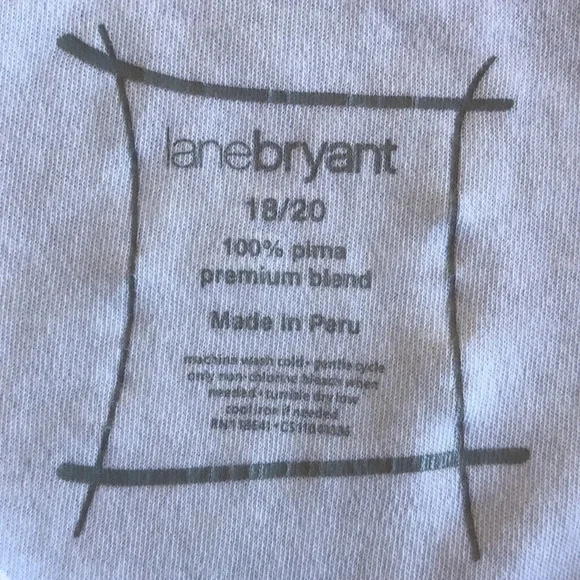 Lane Bryant white long sleeve Pima cotton V-neck top, size 18/20 - Picture 5 of 6